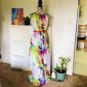💥2/50💥 Abstract Flowy Chiffon Maxi Dress